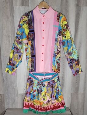ZCRAVE NOLITA 2 Piece Blouse & Skirt Set Multicolor Paisley Pink Medium Bold